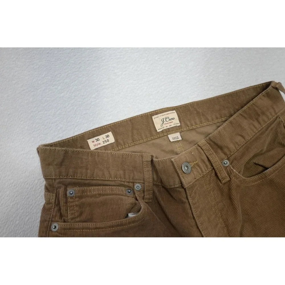 J Crew Flex Slim Fit‎ Corduroy Pants Brown Flat Chino Mens Size 30 x 28(Altered)
